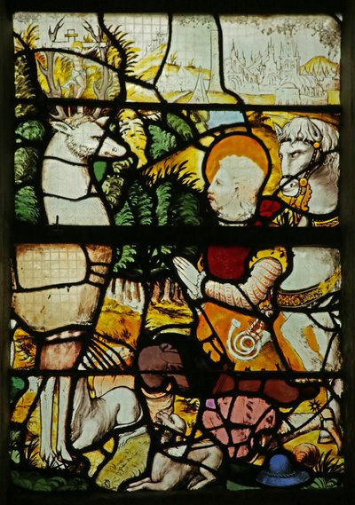 Window depicting the vision of St Eustace by French School
